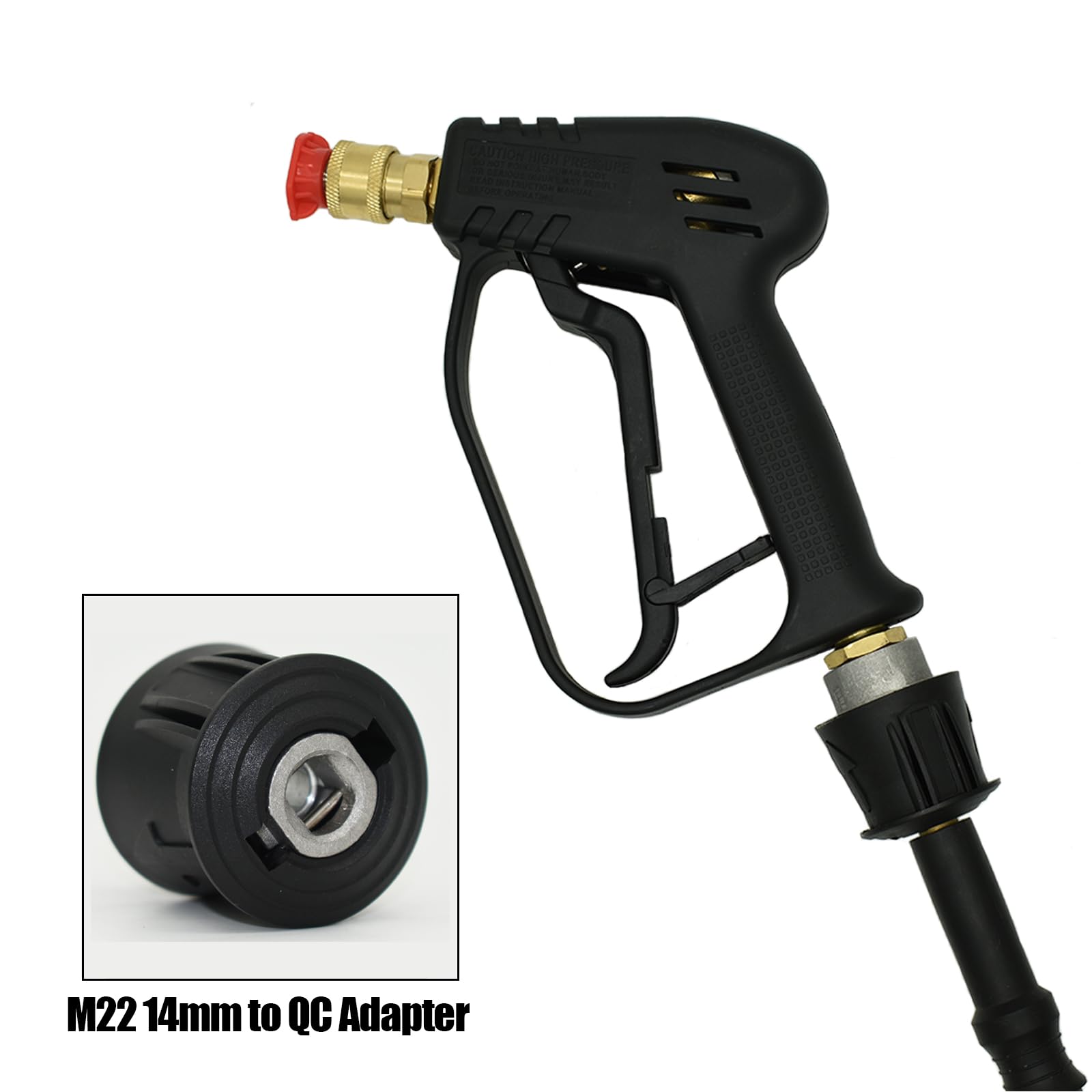 Pistola per Idropulitrice ad Alta Pressione, 5000PSI Pistola per Schiuma per Idropulitrice con 5 Ugelli di Spruzzatura, M22 14MM al Connettore Rapido per Karcher Tubo Lavaggio Auto