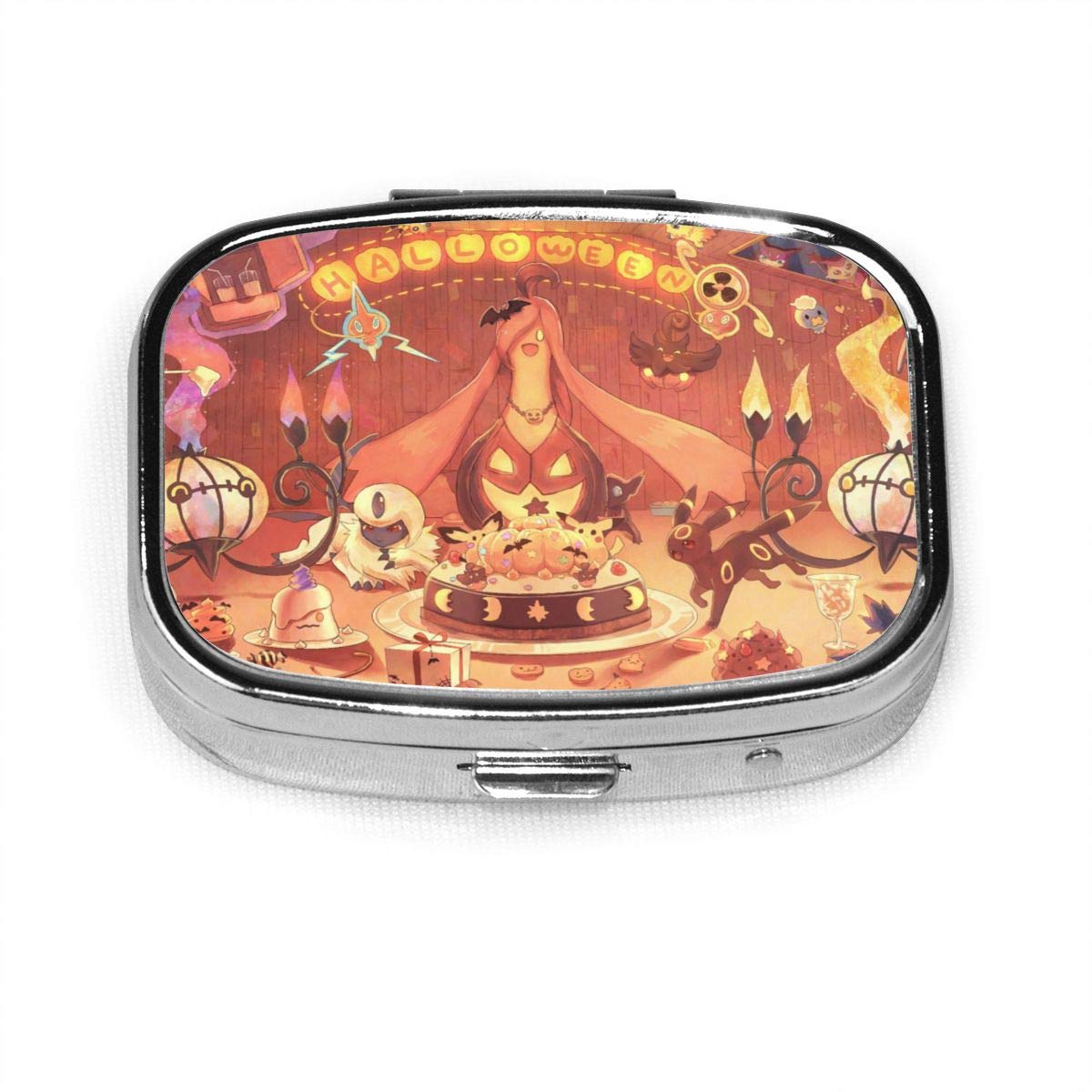 Umbreon and Pikachu and Absol Pill Box Organizer Travel Pill Case Pocket Airtight Supplement Holder Portable Vitamin 2 Compartment Medicine Container
