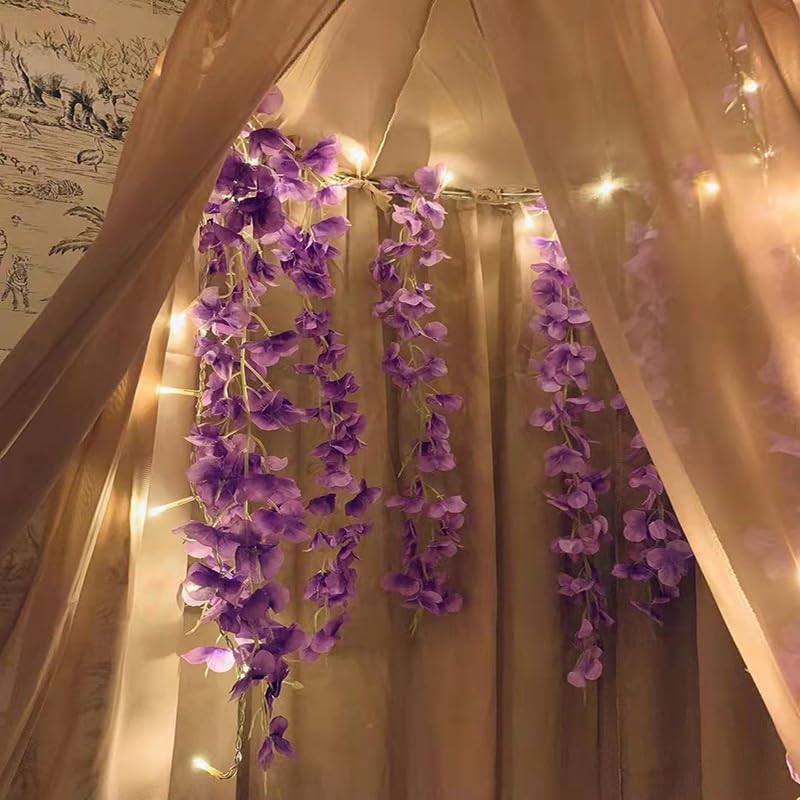 Fiori artificiali, 24 pezzi di glicine artificiale finto, fiori di seta appesi, decorazioni per feste di matrimonio a casa - 110 cm / fucsia | Leroy Merlin