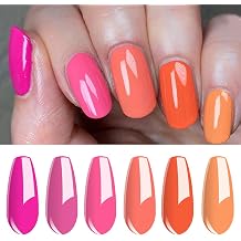 Vishine Gel Nail Polish Set -Hot Pink & Pumpkins Tones - Bright Orange Fuchsia Solid Nail Gel Colors Home Gel Nail Art Manicure Set 8ml