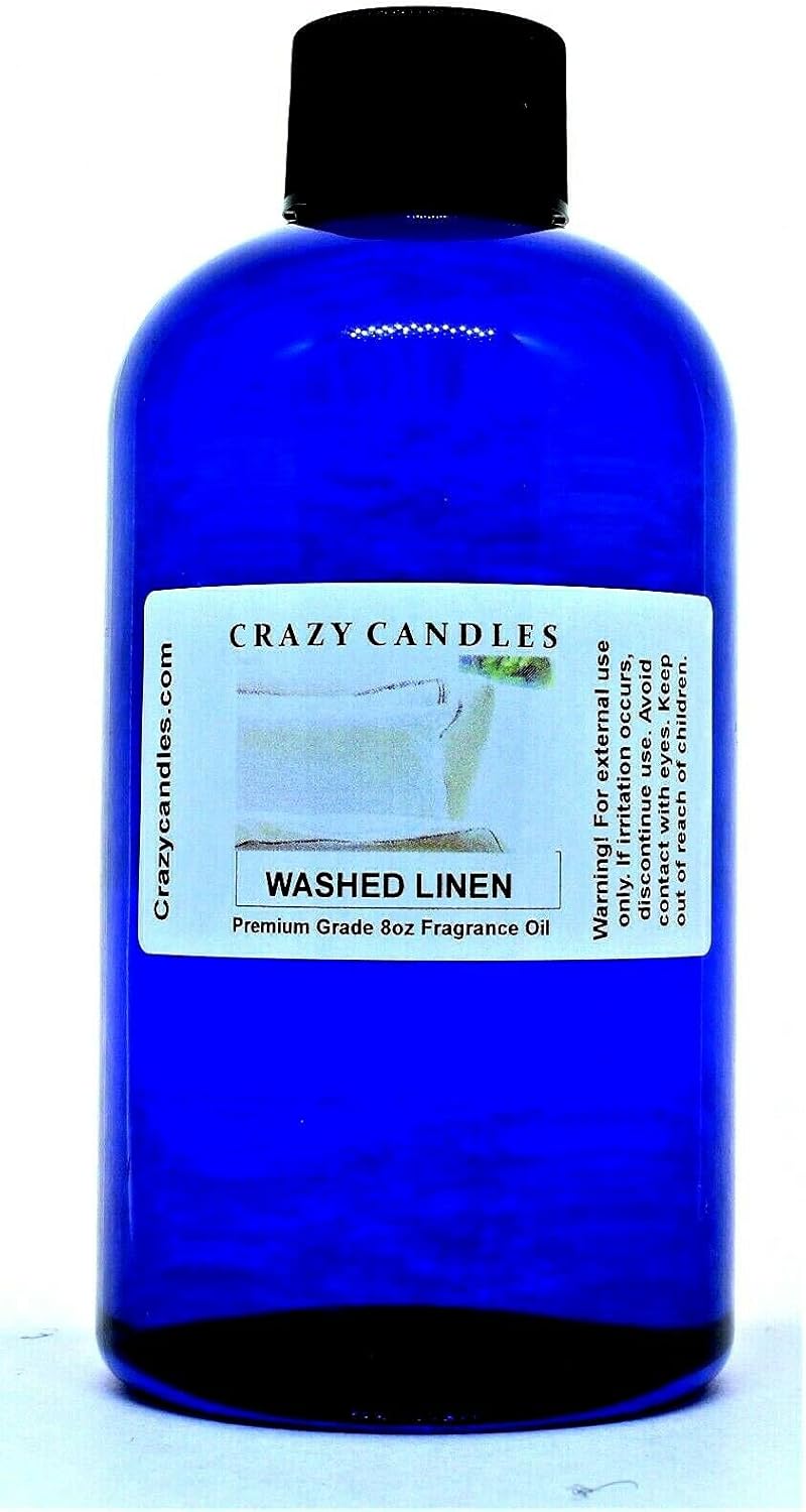Crazy Candles 8oz Washed Linen 8 Fl Oz Bottle (240ml) Premium Grade Scented Fragrance Oil