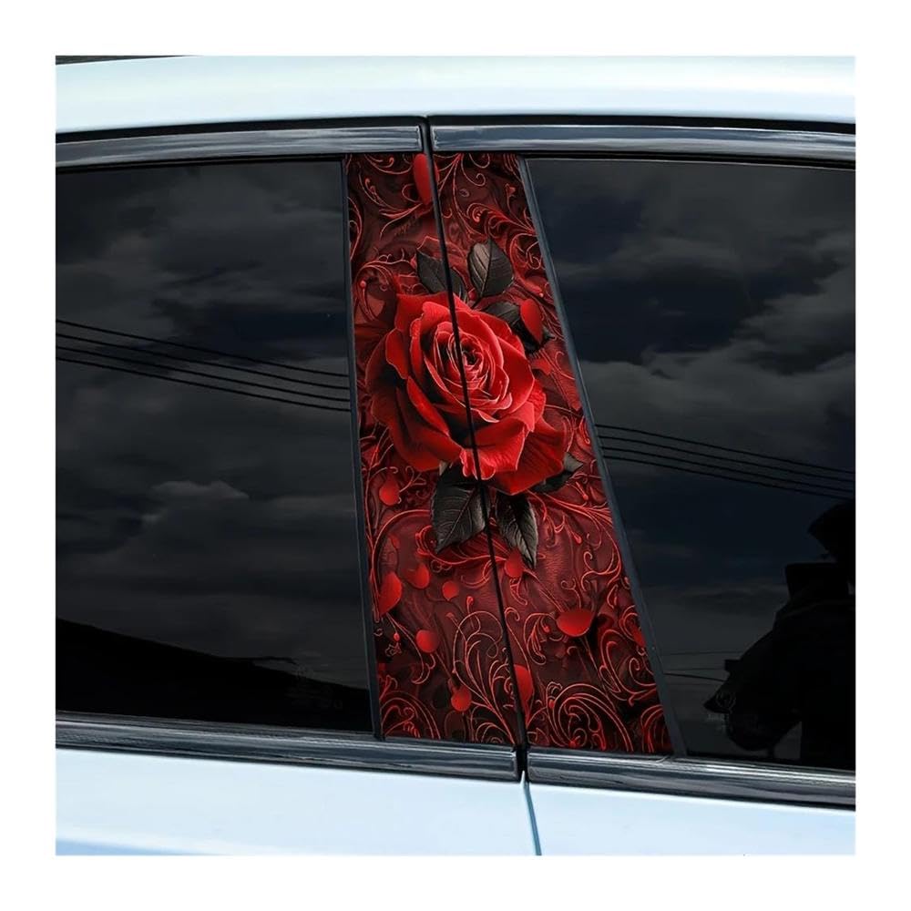 Decorative Items 2pcs Car Center Pillar Sticker Rose Pattern Auto B-Pillar Waterproof Protective Film