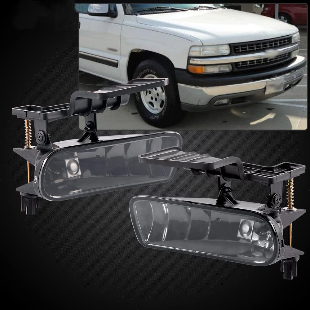 CHEDA Fog Lights Assembly Compatible with 1999 2000 2001 2002 Chevy Silverado, 2000 2001 2002 2003 2004 2005 2006 Suburban Fog Light Lamps Left&Right(Smoky lens)