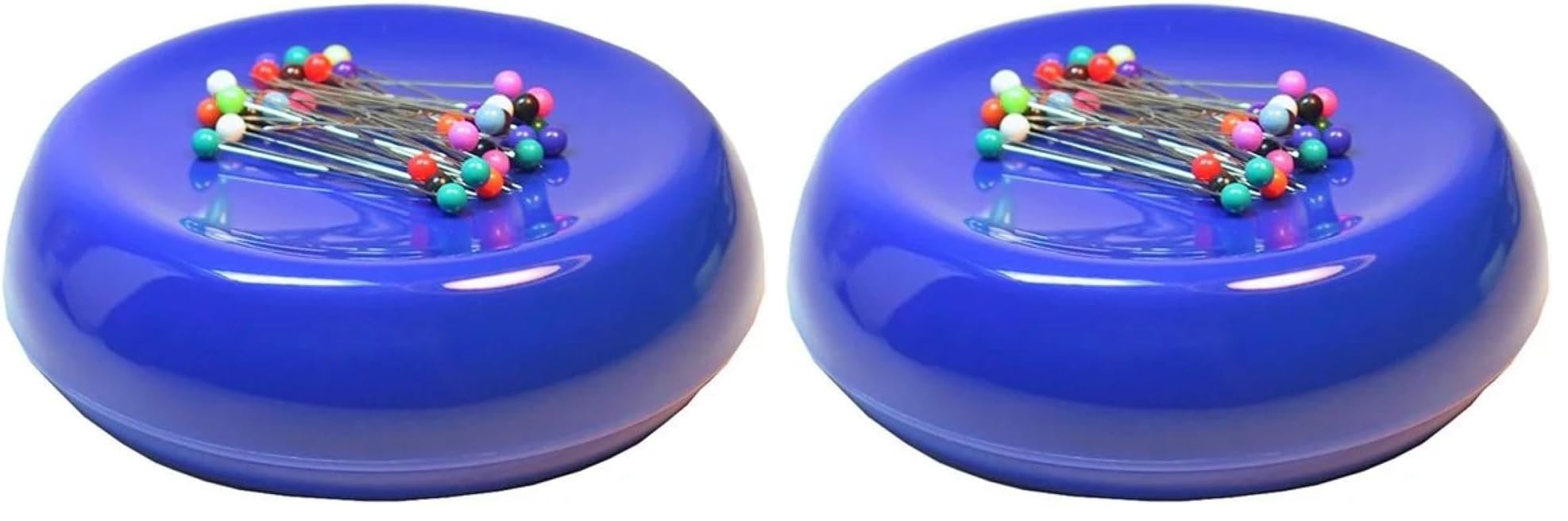 Grabbit Magnetic Sewing Pincushion with 50 Plastic Head Pins, Blue (Pack of 2)