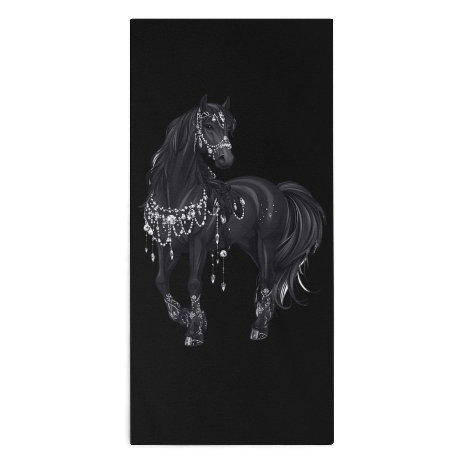 TXFBTRFSA Black Arabian Horse Hand Towels for Adult Face Towel Bath Beach Swim Accessories