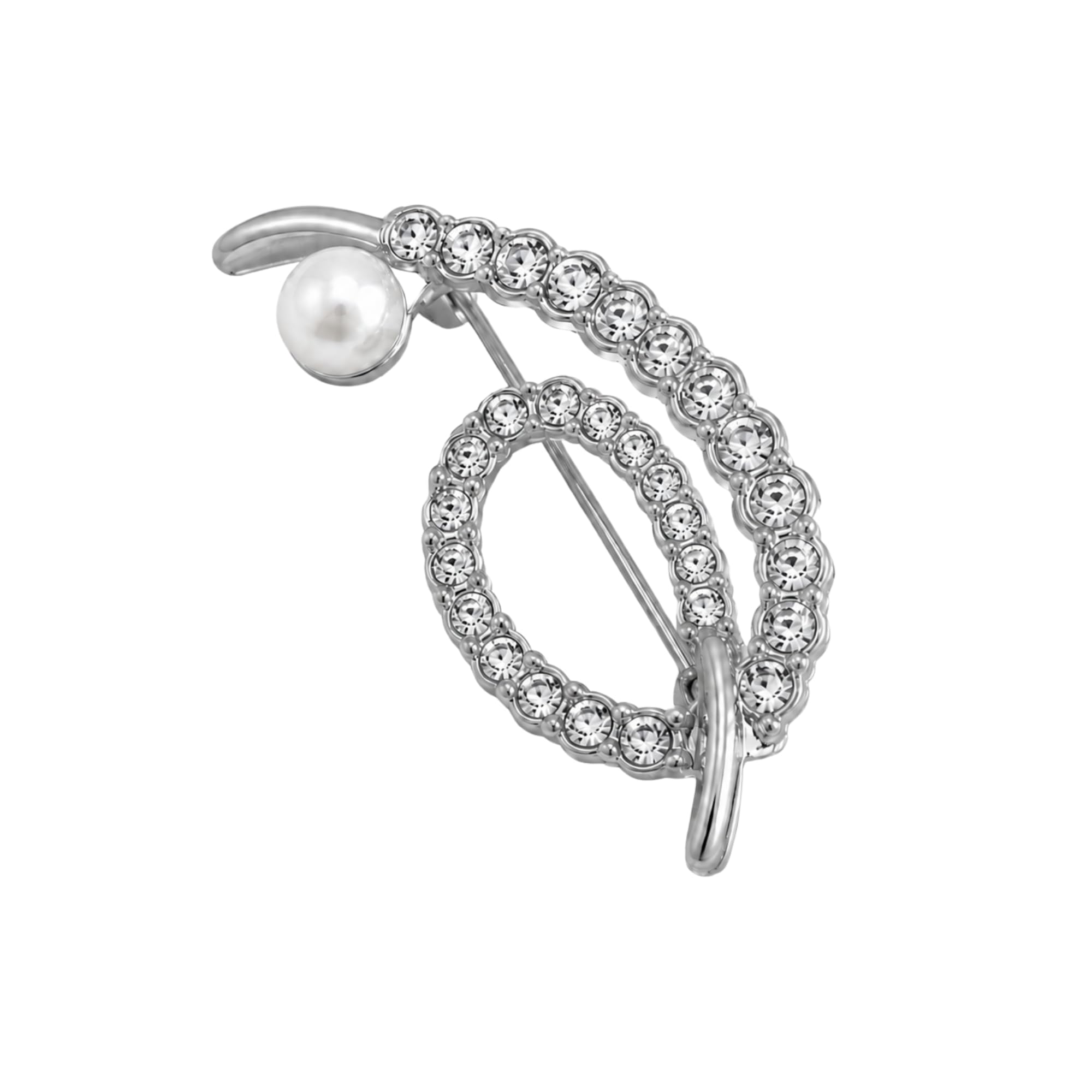 Frost Swirl With Pearl Brooch | Matte White-image-49