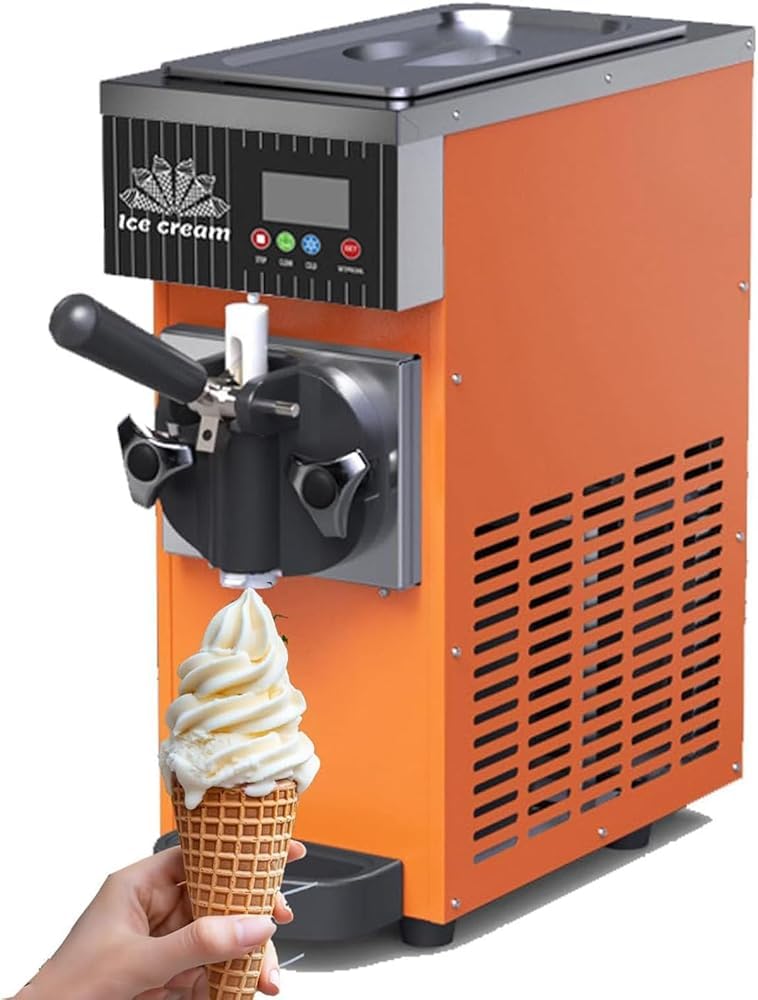 Soft Serve - Máquina comercial de helado de 4 a 5 kg/h con preenfriamiento, limpieza automática, panel LCD para postres congelados cremosos, fácil de usar y limpiar