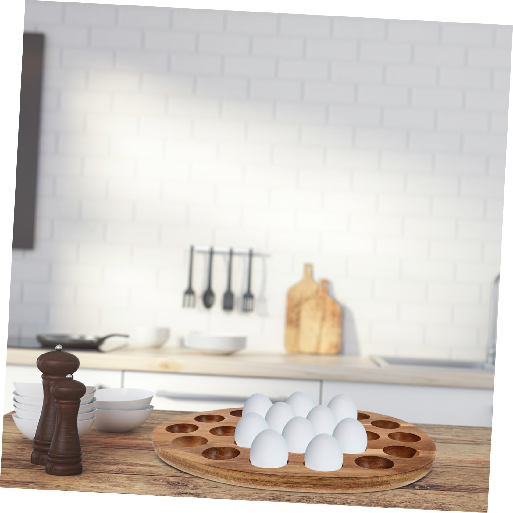 Bandeja de Huevos de Madera Estilo Japonés Minimalista para Cocina