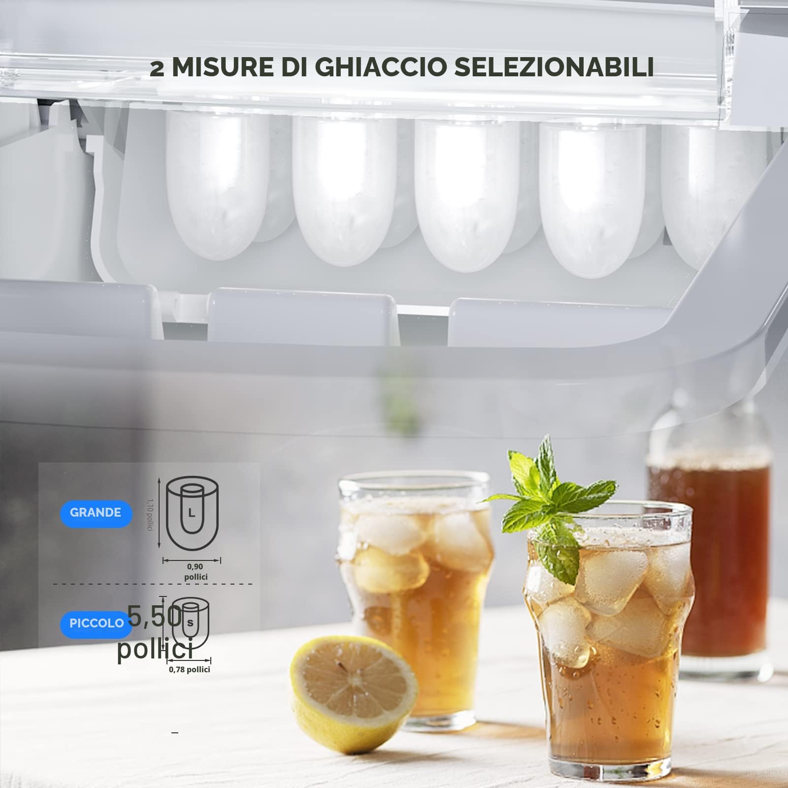 Macchina Ghiaccio Macchina per Ghiaccio da Banco, Macchina per Ghiaccio Autopulente, 9 Cubetti Pronti in 6 Minuti, 15KG in 24 H Macchina del Ghiaccio Portatile per Casa/Cucina/Ufficio/Bar