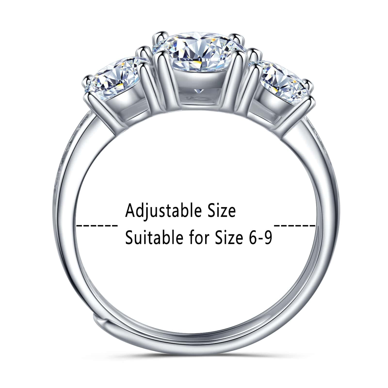 Atylyk Anello di fidanzamento Moissanite regolabile da 1 carato in argento sterling 925 per anello di promessa di matrimonio da donna
