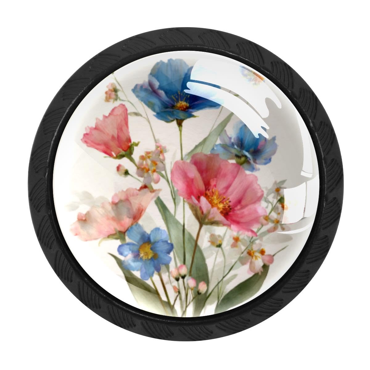 Heoeh Multi 4 4 Pcs Cabinet Knobs, Wildflowers Floral Drawer Knobs Dresser Handles