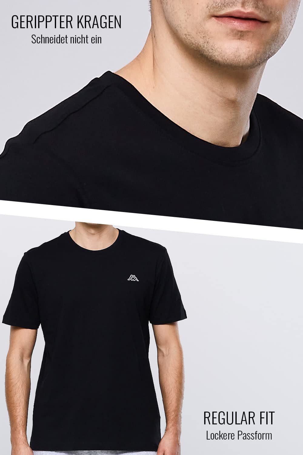 Kappa VOLLAR Lot de 3 t-Shirts pour Homme – T-Shirt de Sport à col Rond – Ensemble de t-Shirts Basiques pour Homme – Haut pour Le Sport et Les Loisirs – Coupe Droite