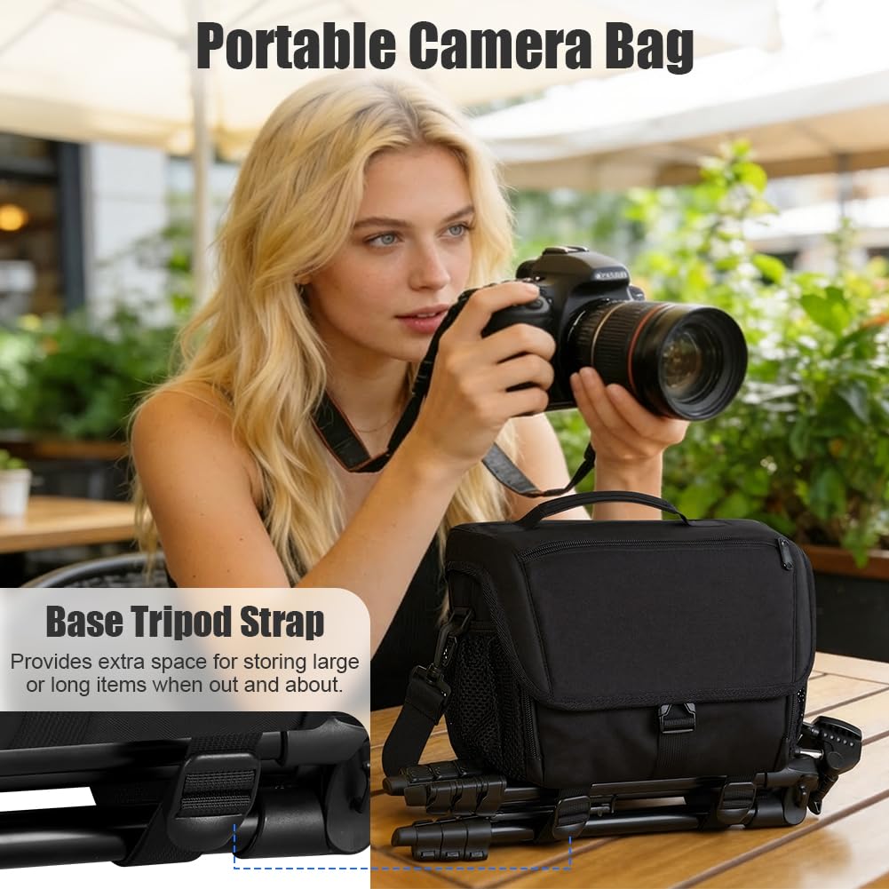 Sac pour Appareil Photo Bandoulière, Camera Bag DSLR, Sac à Dos pour Appareil Photo Crossbody Sling Compact Compatible avec Canon Nikon Sony SLR/DSLR Appareils Reflex/Hybride