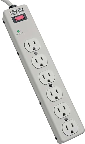 Tripp Lite TLM606HJ - Regleta de protección contra sobretensiones, cable de 6 pies, metal, 6 tomacorrientes