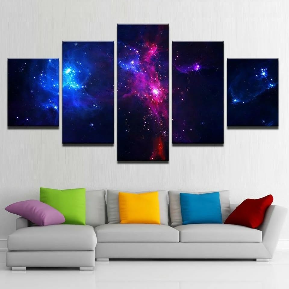 Impression sur toile constellation de l'espace lointain deco maison 5 pièces