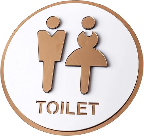 Miniatura 2 de Letrero unisex 3D para baño, decoración de baño con cinta adhesiva autoadhesiva, para oficina o negocio, letrero de inodoro, calcomanías de baño,