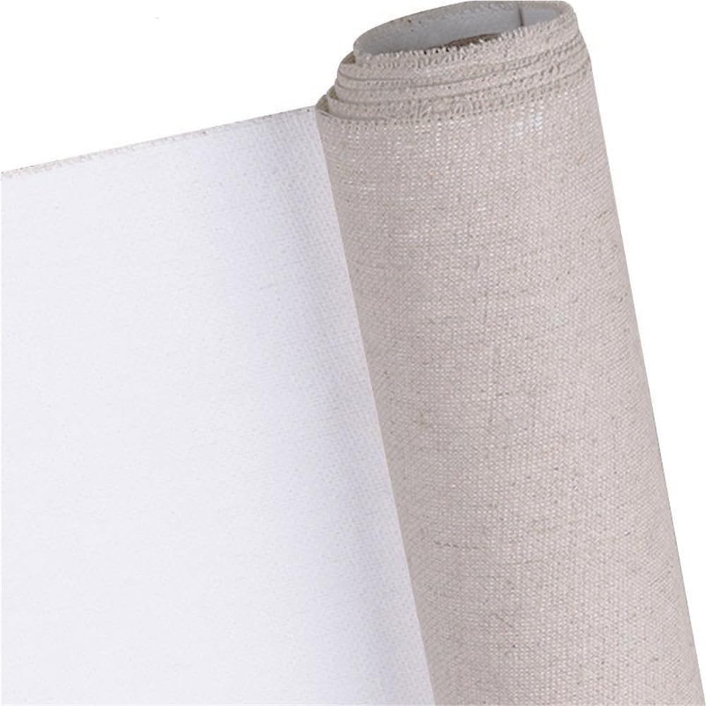 Rollo de lona de lino mezclado de 1 m, ancho de 38, 68 y 88 cm, rollo de tela de lona profesional en blanco for pintar, 1 unidad(78cm)