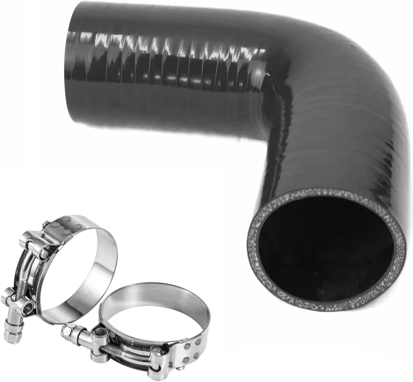 3.5” 90 Degree Elbow Coupler Silicone Hose 4-Ply Reinforced Turbo Intercooler Intake Piping with T-Bolt Clamps 5MM Thickness 3.5 Inch