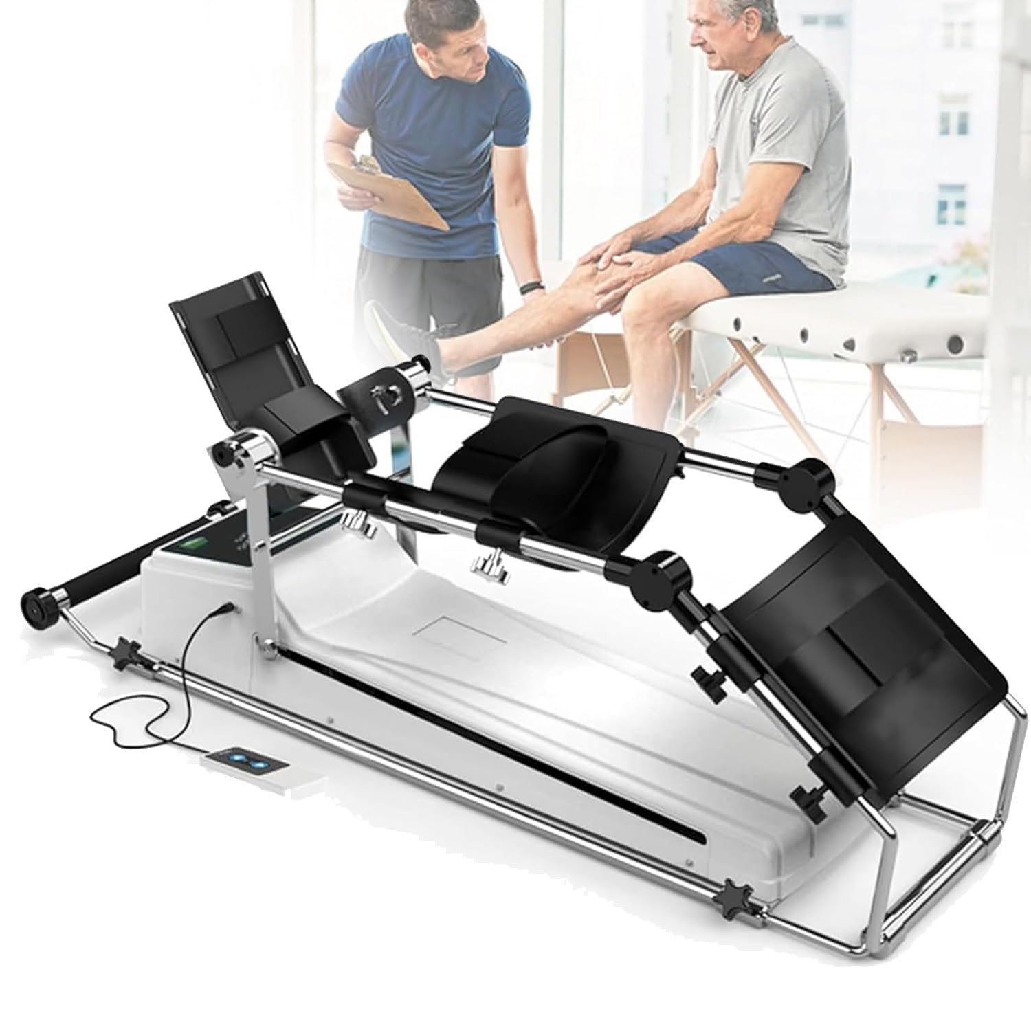 Trainer Elettrico Riabilitazione Ginocchio, Attrezzatura L'allenamento emiplegia articolazione Ginocchio con Telecomando, Regolazione Continua velocità E Angolo Allenamento da -5 A 120°,Small