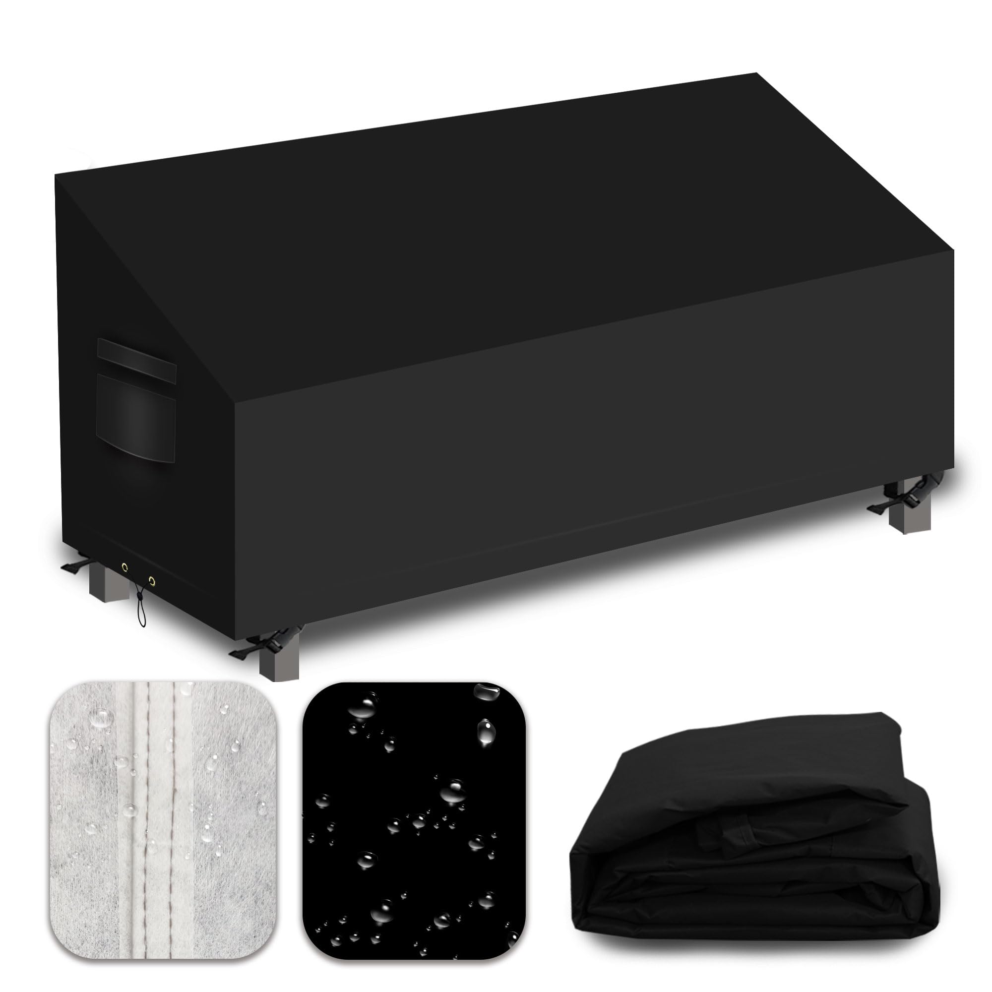 Heavy Duty Patio Sofa Covers Waterproof, Outdoor 3-Seater Couch Cover Waterproof, 600D Outdoor 2-Seater Loveseat Furniture Covers with Air Vent Handle 70''W x 30''D x 24''H/ 35''H Black