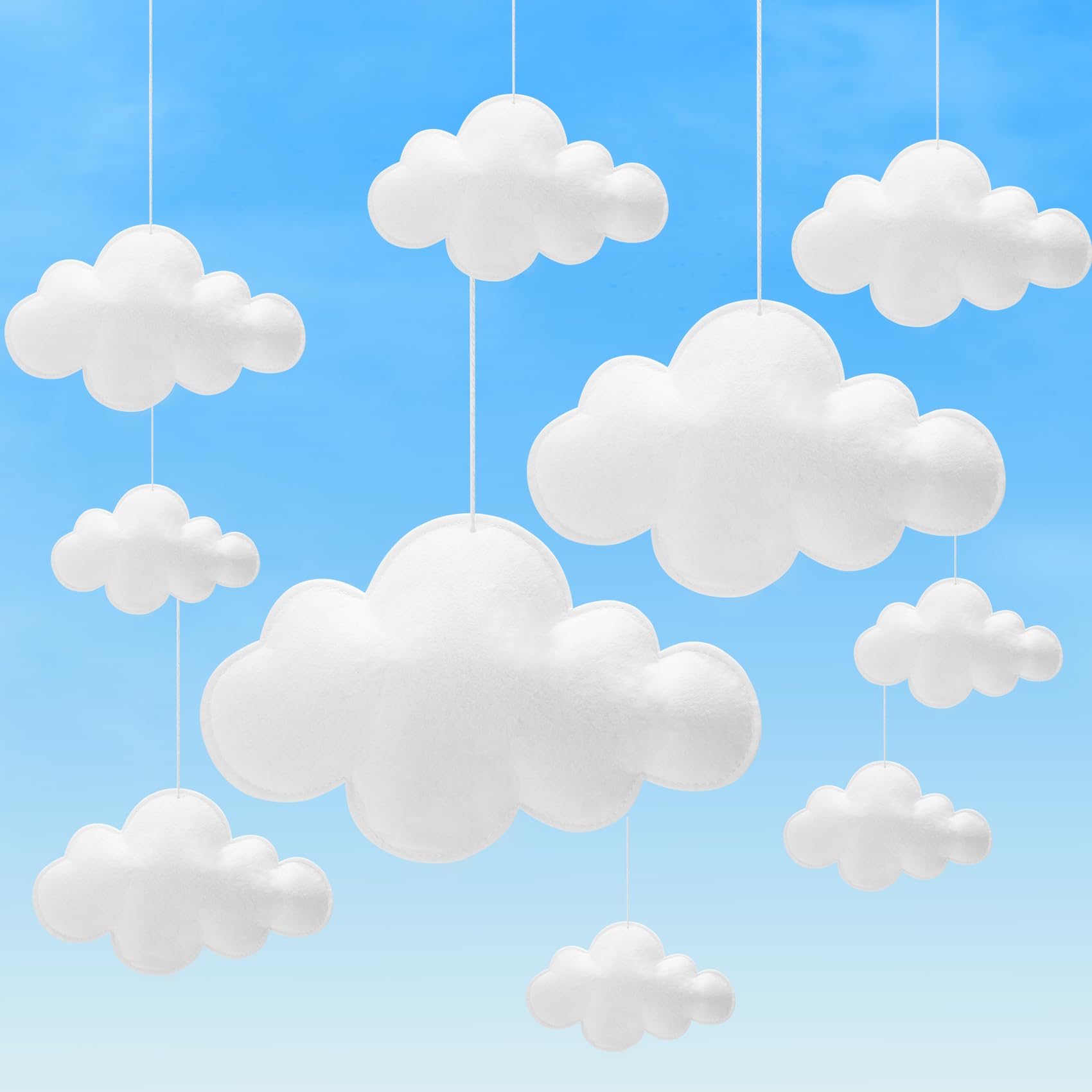 Povxlum Cloud 10 Pcs 3D Decoration Hanging For Ceiling Decor Felt For Art Stage Wedding Nursery Children Room Baby Shower Props