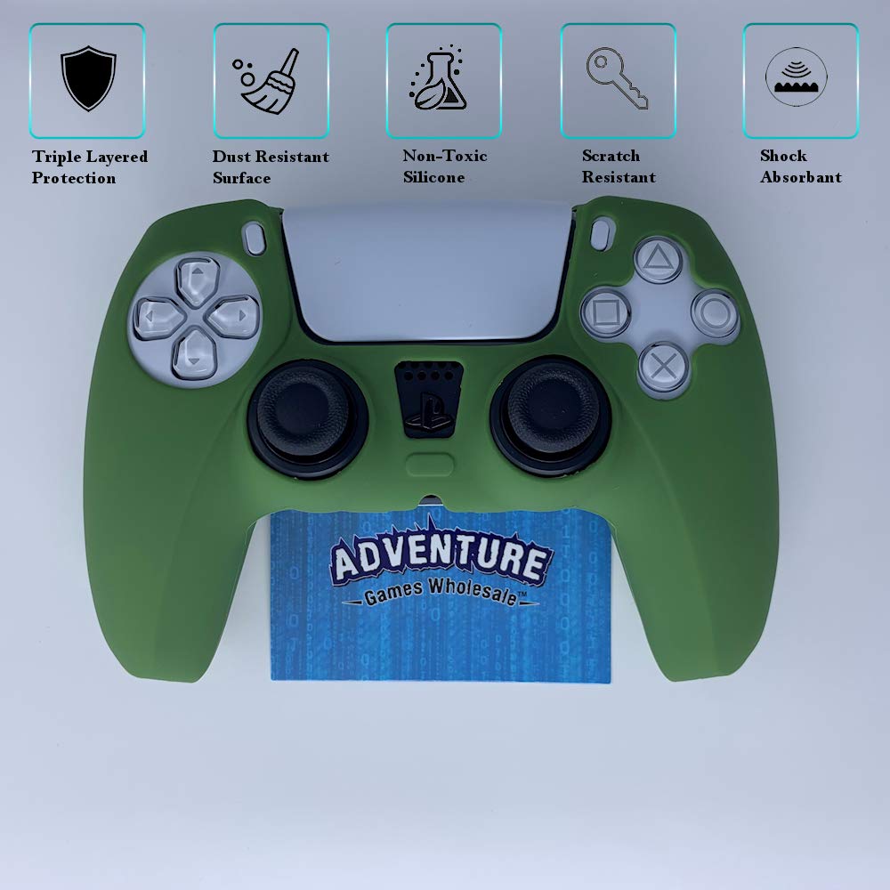 Olive - Silicone Controller Skin Grip Anti-Slip Cover Protector Case - Compatible with PS5 DualSense Controller