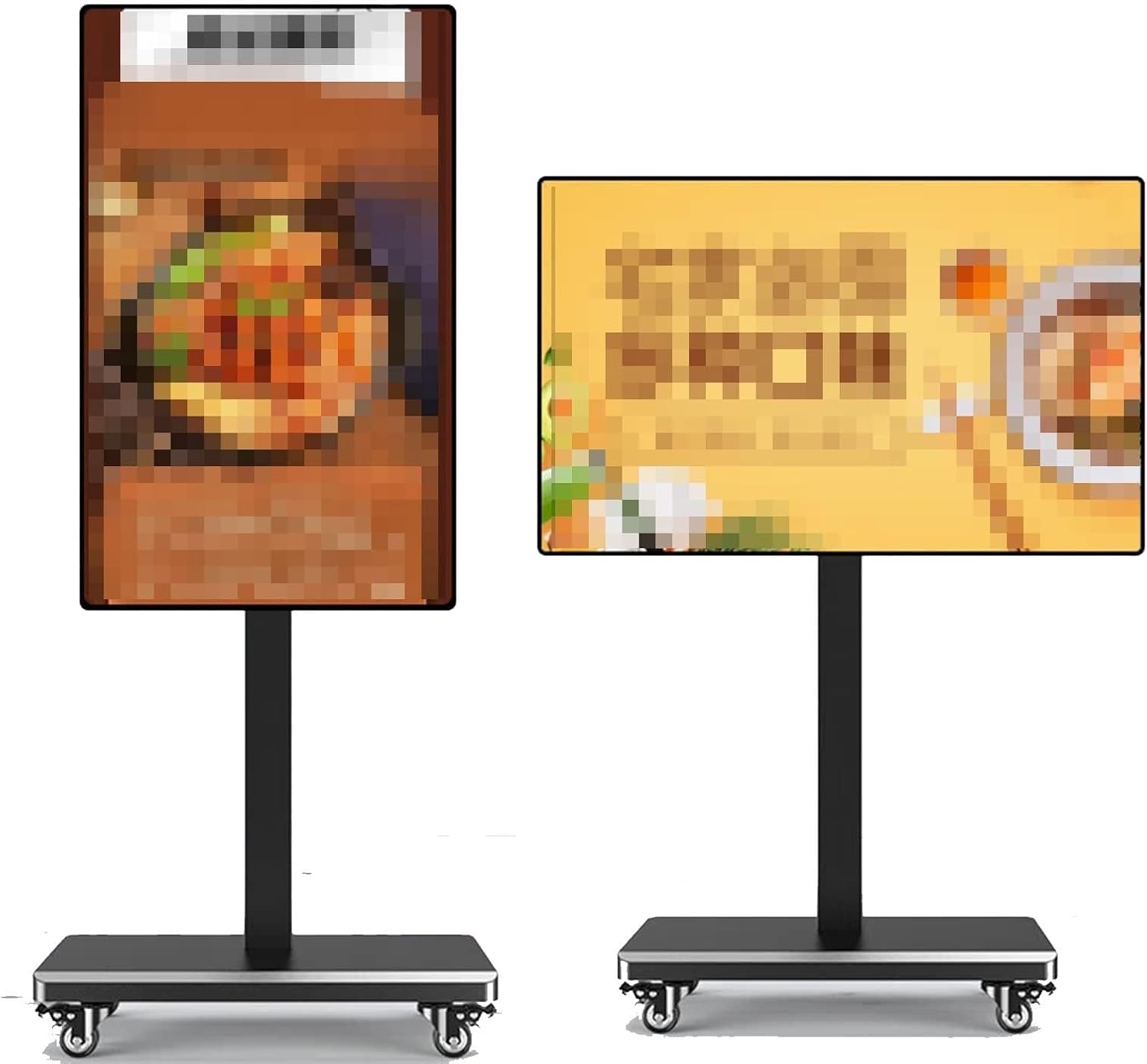 LCD TV Hanger - Floor Mobile Stand - Horizontal and Vertical Sn Rotating Display Stand, Mobile TV Cart On Wheels - for 32-65 Inch LED Flat Sn, Up to 100kg