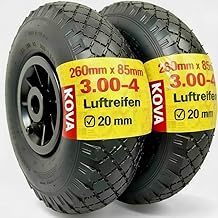 KOVA® 2 x Sack Truck Wheels, Air Tyres, 3.00-4, 260 x 85 mm, Hub Diameter 20 x 75, Tyre with Tube & Wheel, Hand Truck, Pneumatic Tyres, Replacement Wheel, Sack Truck, Wheels, Roller Bearings, Air