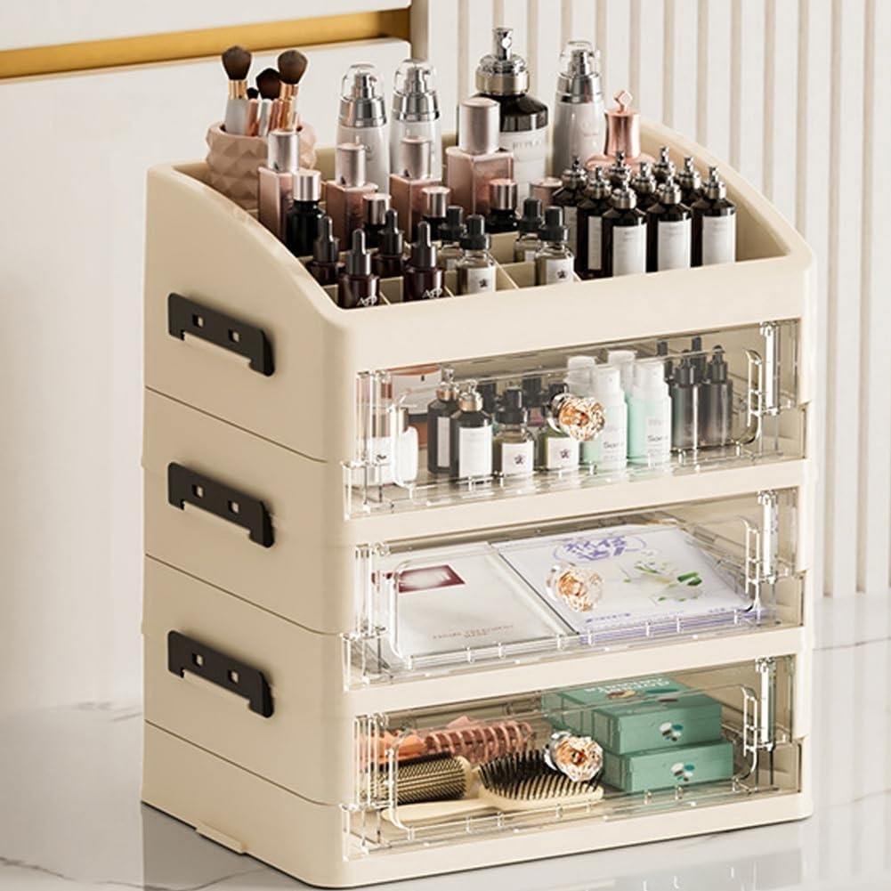 Lar Capaci - Maquillaje transparente con tapa, caja para el cuidado de la piel y Der para cosméticos, ideal para entusiastas de la belleza y uso profesional.