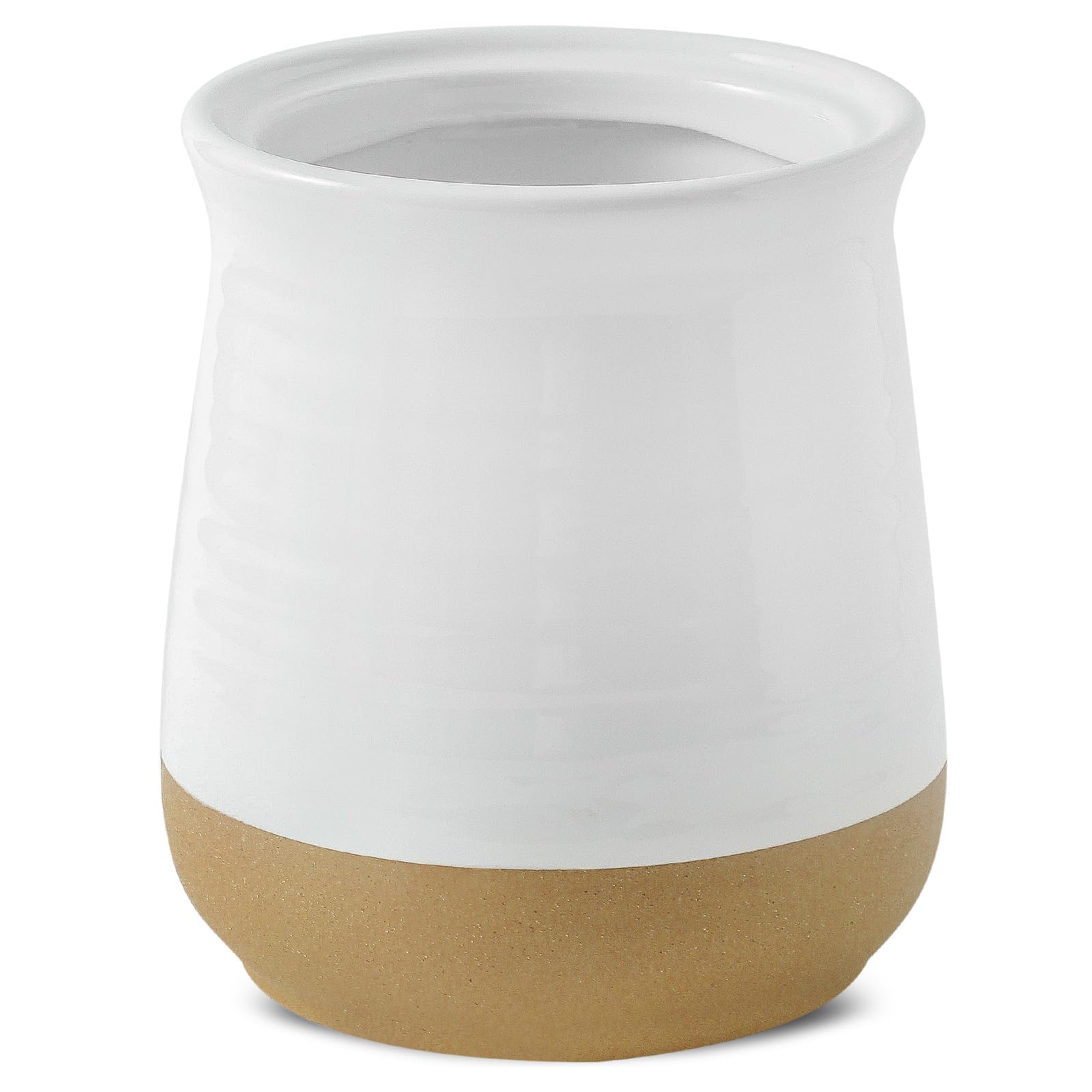 HasenseLarge Utensil Holder, White Cooking Utensil Crock for Kitchen Counter, 7.1" Ceramic Utensil Organizer Caddy for Kitchen Utensil Set, Vintage Decor for Mother's Day Gifts