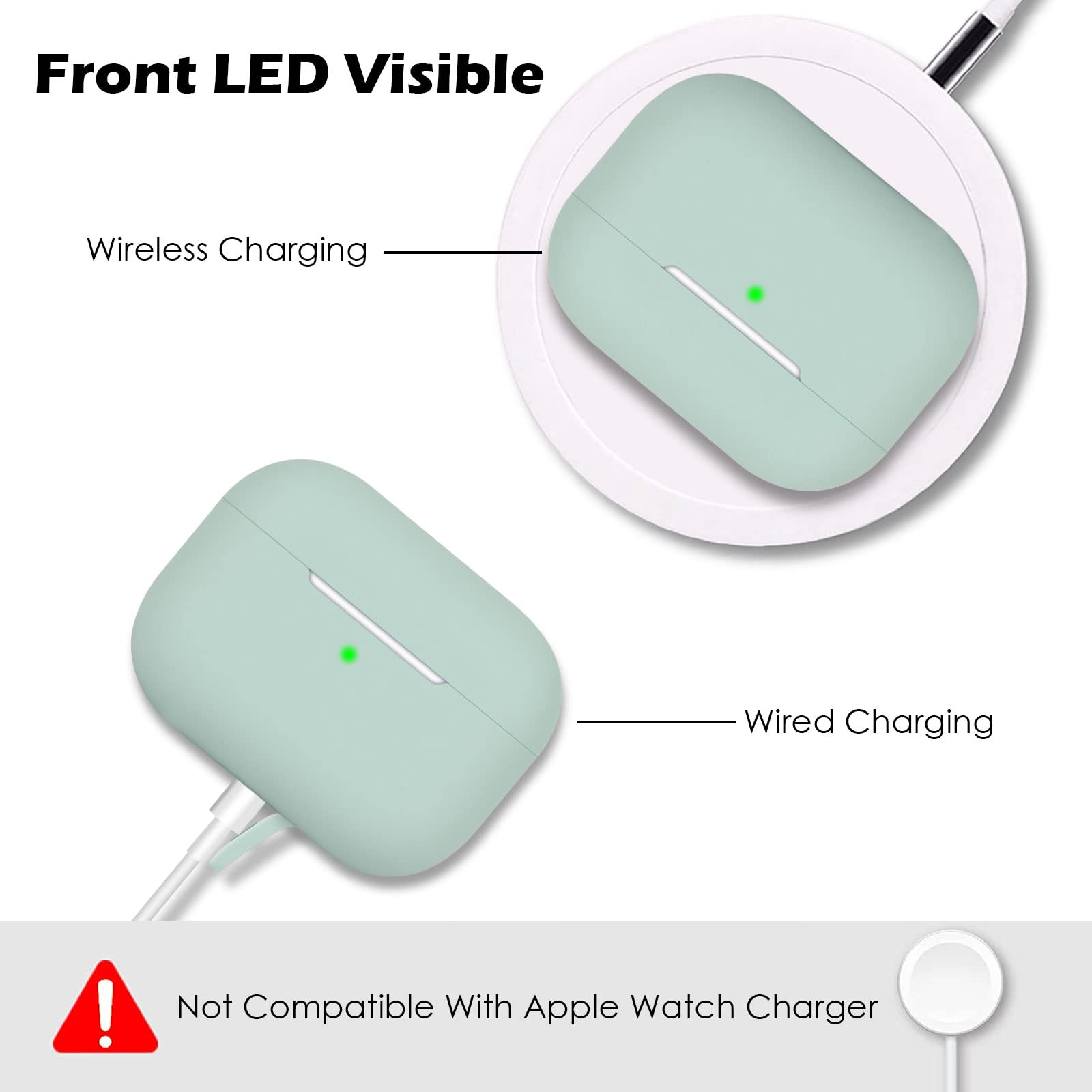 Coque pour Airpods Pro 2 Case Cover, coques de protection en silicone compatible avec AirPods Pro 2 2022, avec lanière en silicone, coque portable antichoc, LED avant visible, gris nuage - 4