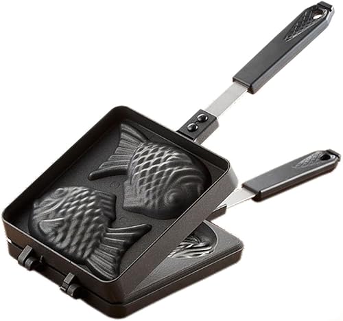 M.V. Trading Taiyaki Maker - Máquina japonesa para pasteles en forma de pez, aluminio y plástico antiadherente, compatible con estufa de gas