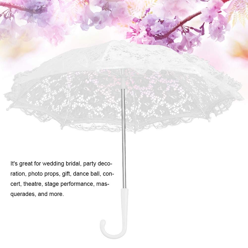 TOPINCN Biały ślubny koronkowy parasol parasol vintage wykonane kwiaty haft parasole romantyczne ślubne zdjęcie rekwizyty damski kostium akcesoria