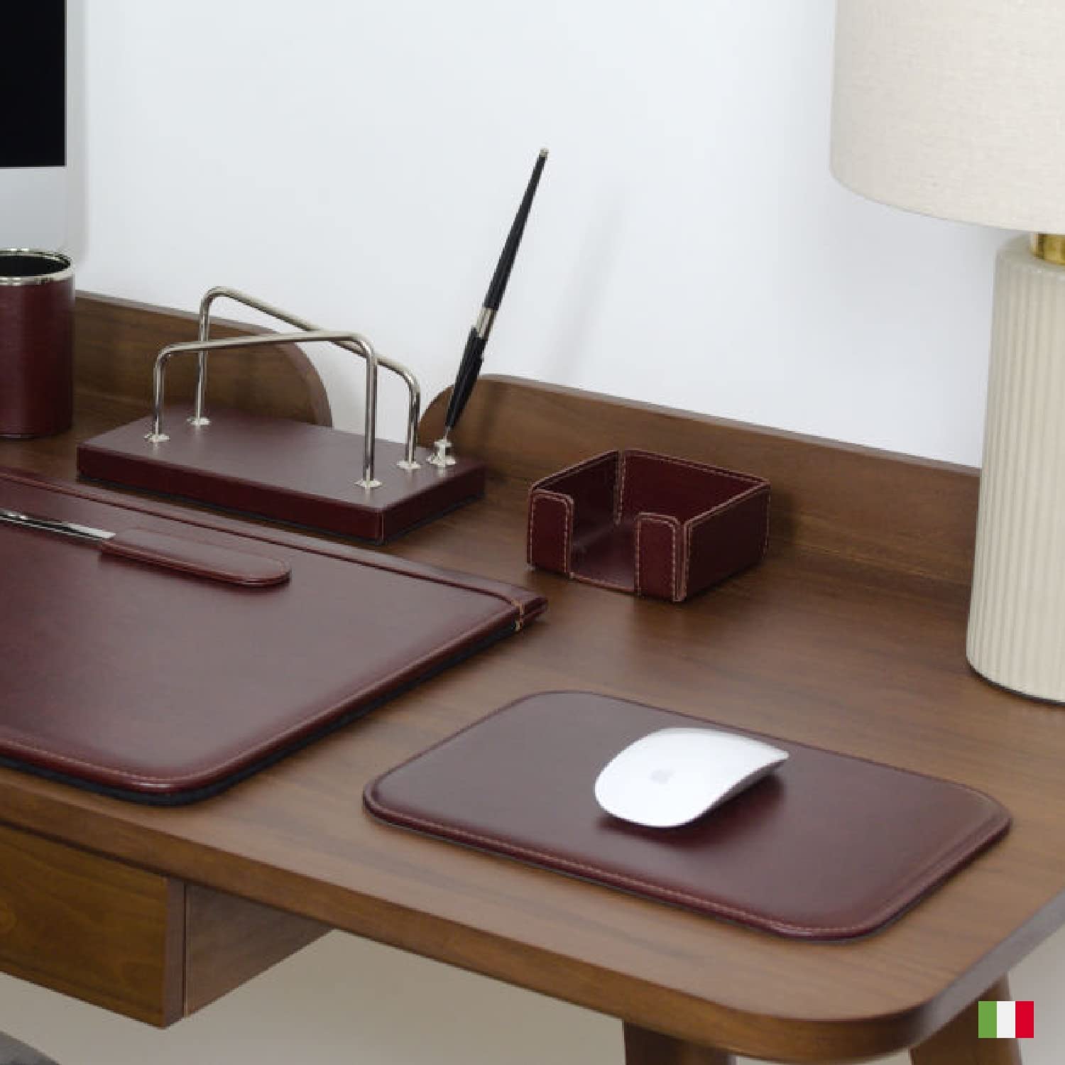 Maruse Leder Mauspad – Italienisches Vollleder – Für Büro & Home Office Mousepad – Handgefertigt in Italien – Braun