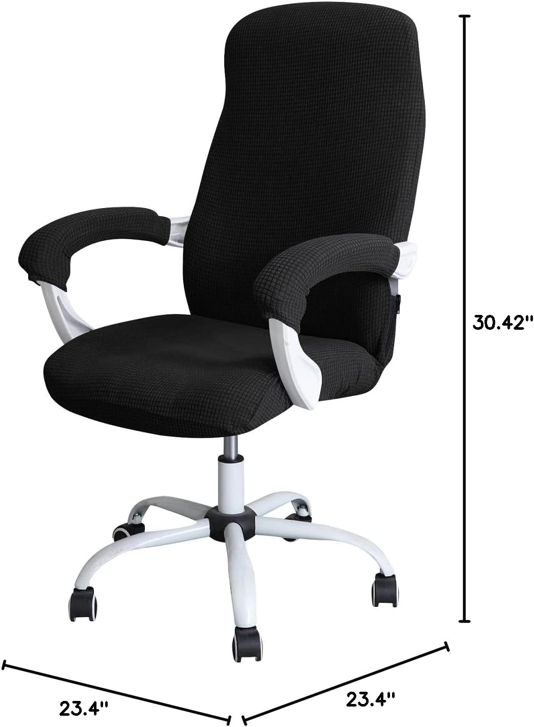 FORCHEER Large Office Chair Cover with Armrest Covers Black Water Repellent Jacquard Computer Chair Covers with Arms Washable Removable