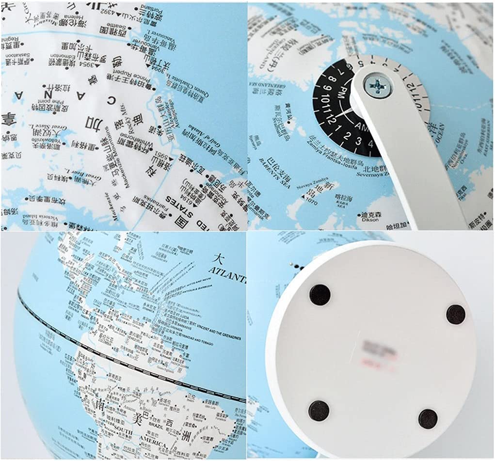 HRTC wereldbol Mappamondo con Supporto Mappamondo Blu Mappamondo geografico con Illuminazione a LED 2 in 1 Lampada a Globo per Bambini Perfect Desk Manuale Pratico