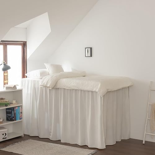 Dorm Room Bed Skirt, 32 Drop Twin XL College Extra Long Dorm Bed Skirts