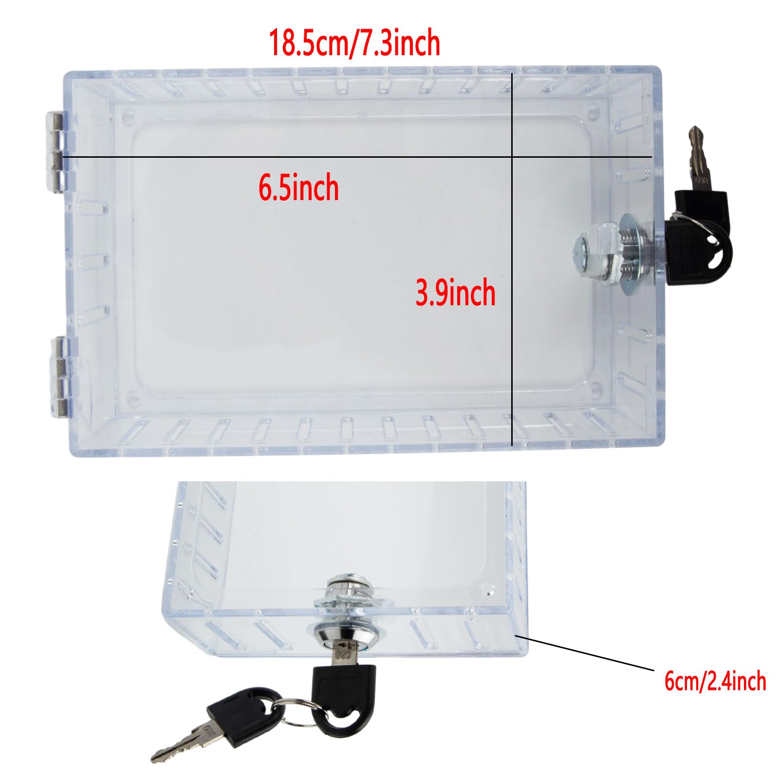 Universal Thermostat Lock Box with Key, Clear Box Guard Large Thermostat Guard, as picture show - Image 3