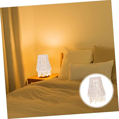 Miniatura 3 de Uonlytech Pantalla bohemia con clip, pantalla de macramé, pantalla de lámpara de algodón, sombra de luz, soporte para velas, decoración de lámpara