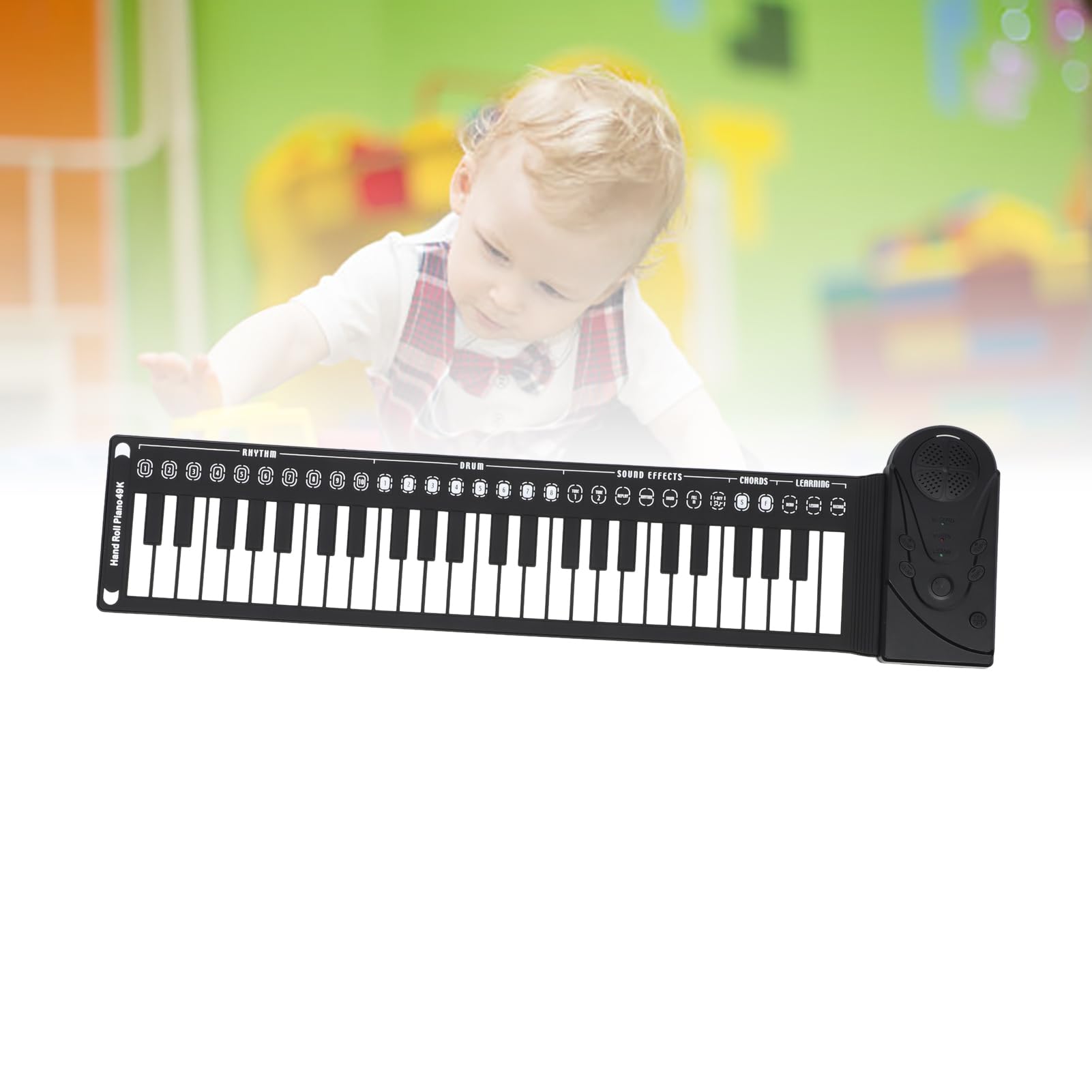 Tastiera Elettronica Pieghevole Multifunzionale Portatile a 49 Tasti per Esercitarsi, Struttura del Suono Chiara, Adatta Ai Principianti, Materiale ABS (BLACK)