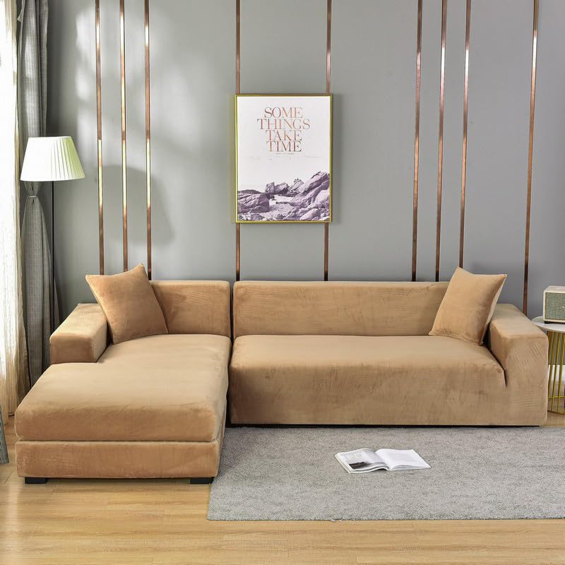 Housse de canapé antidérapante en velours pelucheux pour canapé de 90 à 140 cm