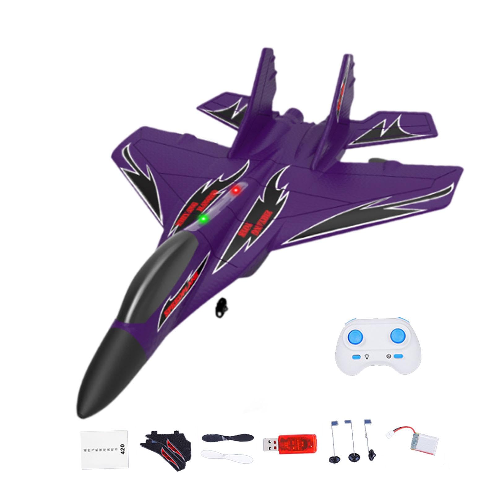 Milageto Avión RC Planeador RC Avión Teledirigido Estructura Ligera de Espuma PP con Y Planeo Estable Adecuado para Principiantes Pa, Púrpura