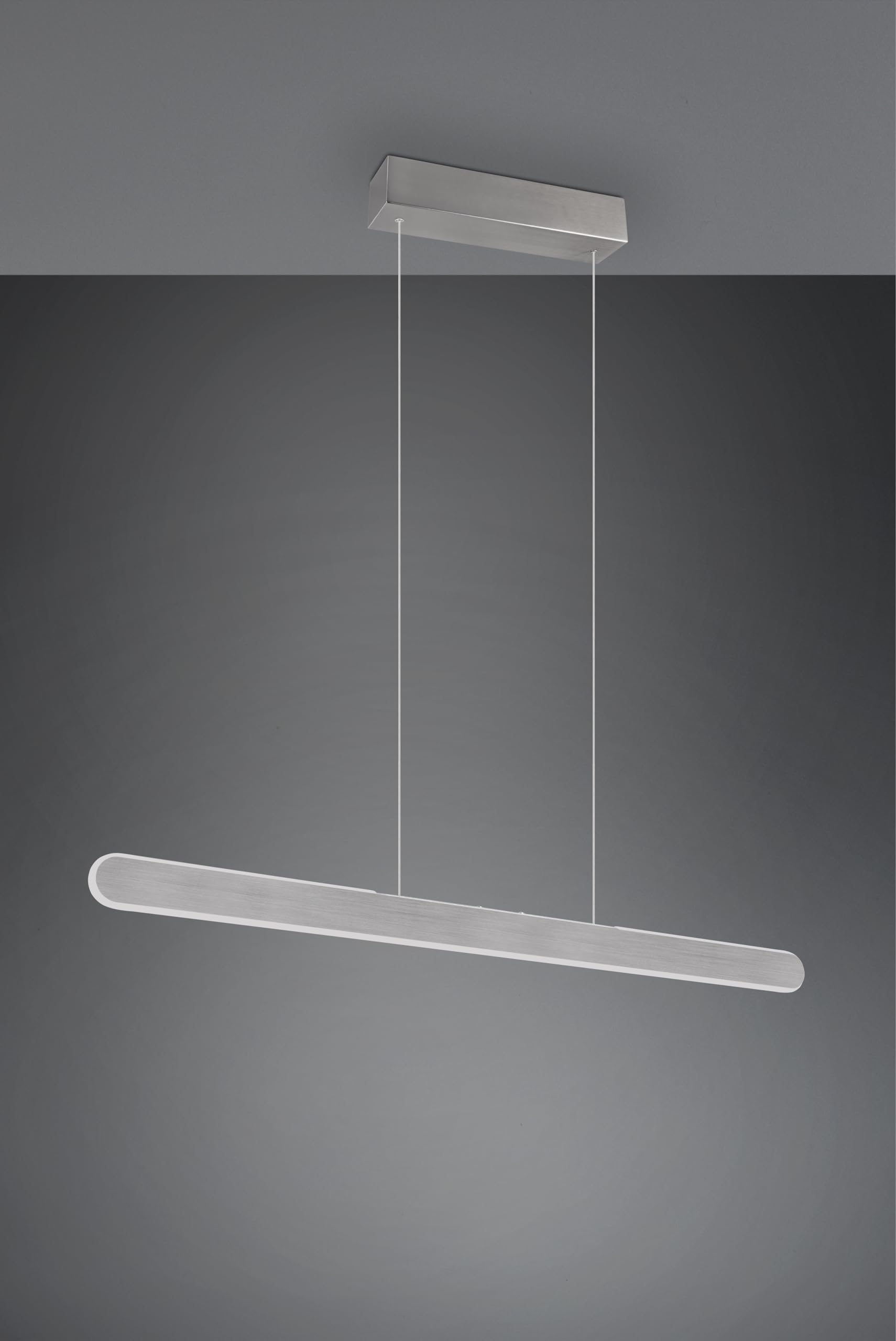 Trio Leuchten Pendelleuchte Helios 343310105, Aluminium gebürstet, inkl. 28 Watt LED, Touch Dimmer, Lichtfarbe einstellbar, Silber mit Gebürsteter Oberfläche |