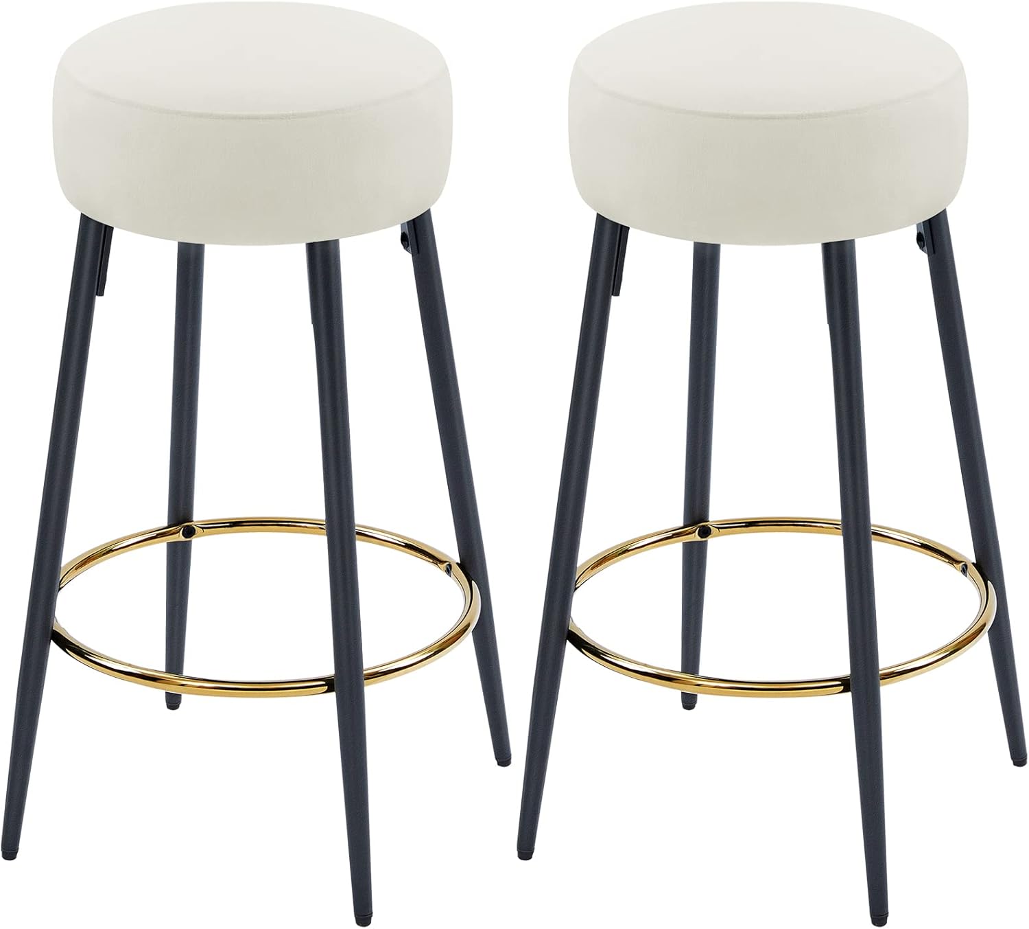 Buy Fefances Cream Bar Stools Set of 2 Modern Round Velvet Bar Stools