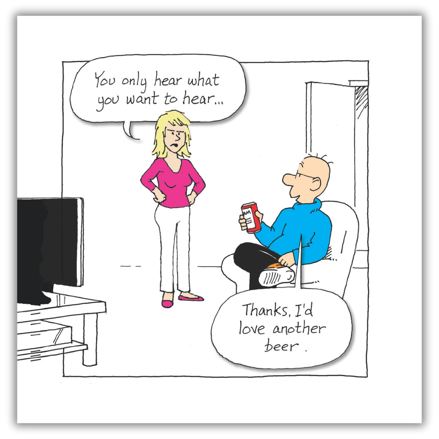 – Norbert & Val Funny Birthday Card For Him, You Only Hear What You Want to Hear, Multicoloured