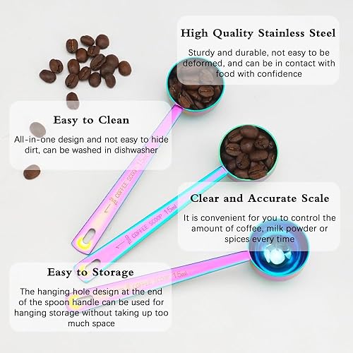 Miniatura 20 de 3 cucharas medidoras de café, cuchara de café de acero inoxidable, cucharada de mango largo para medir café, leche en polvo, frutas en polvo, té
