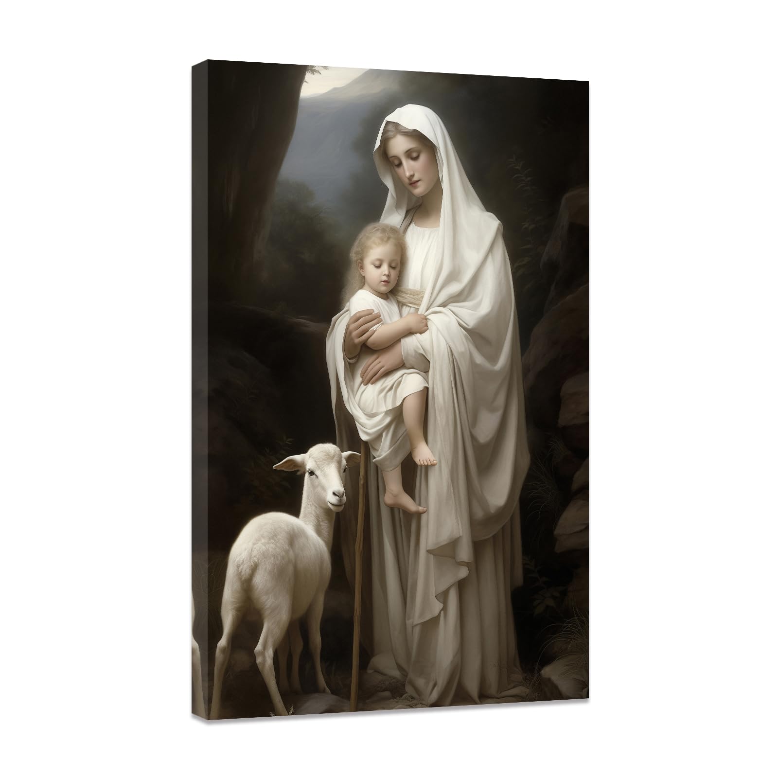 CCWACPP Virgin Mary Canvas Wall Art Framed Catholic Pictures Wall Decor Jesus With His Mother Painting Religious Spiritual Poster Prints Church Prayer Room Decor (A, (50.00 x 75.00 cms)) โ image 1