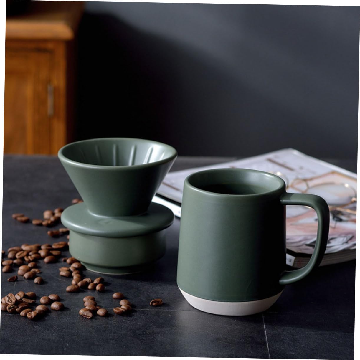 VILLCASE 2 Ensembles Tasse De Filtre à Lait De Café Portable Filtre à Café Réutilisable Filtres Tasses Filtre à Café Pratique Tasse De Tasse De Lait Céramique Vert