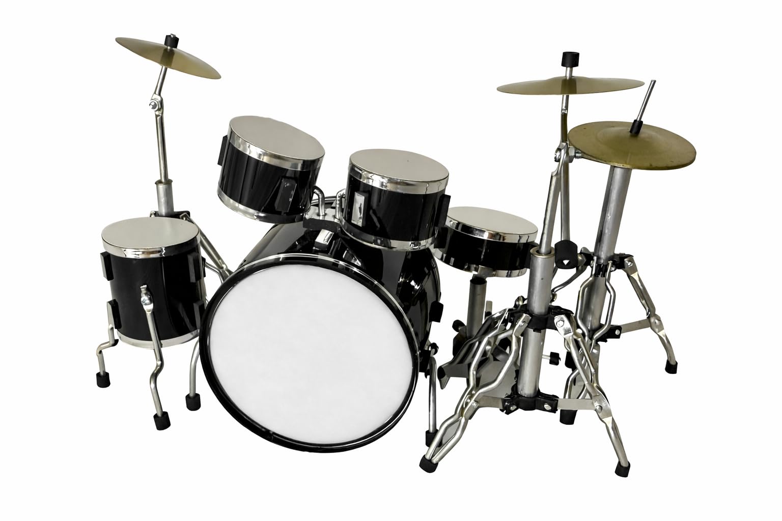 ROCKSTAR - Miniatura Batería Acústica Negra BMD020 con Bombo Removible – Réplica Profesional a Escala 20 cm – Set Completo con Platos, Soportes y Asiento – Artículo de Coleccionista Hecho a Mano