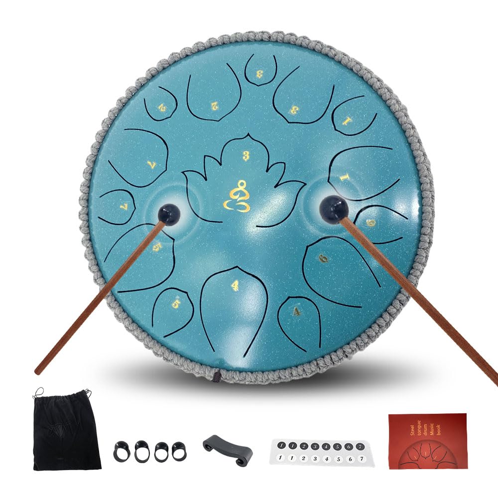 Tamburo in acciaio da 33 cm, 15 note in Do Major Tamburi in acciaio Campanelli da pioggia per strumenti a percussione esterni con bacchette e borsa per il trasporto